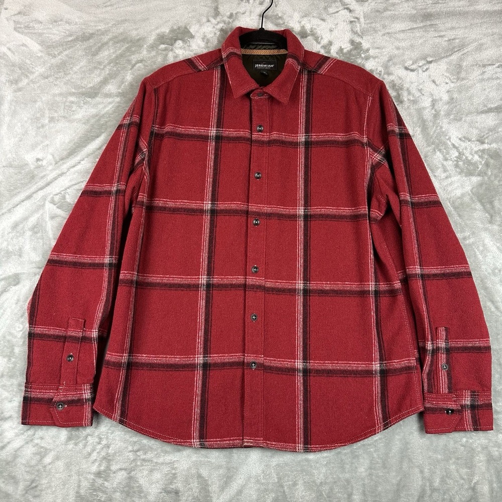 Jeremiah Flannel Shirt Jacket Men's M Red Plaid Wool Blend